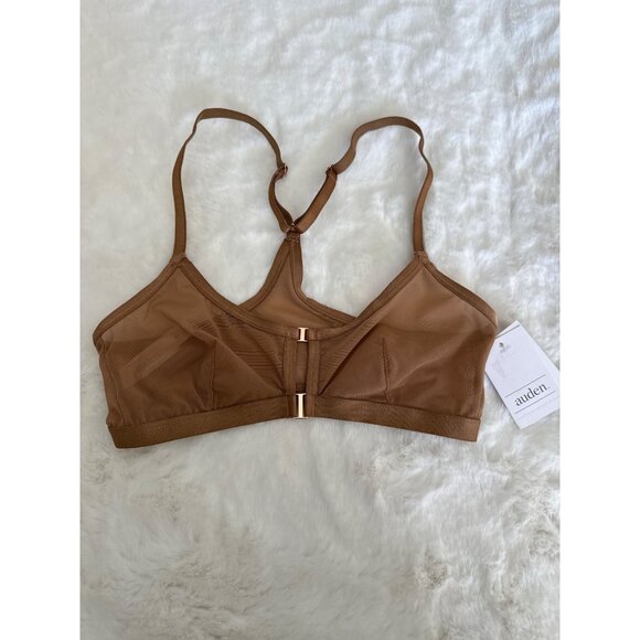 Auden size XS Smooth Unlined Wire-Free Racerback Bralette Brown Sexy open front - Picture 2 of 6